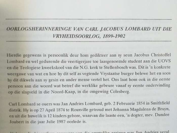 Worsteljare vir Vryheid en Reg - Herinneringe van Carl en Adriana Lombard uit die Vryheidsoorlog