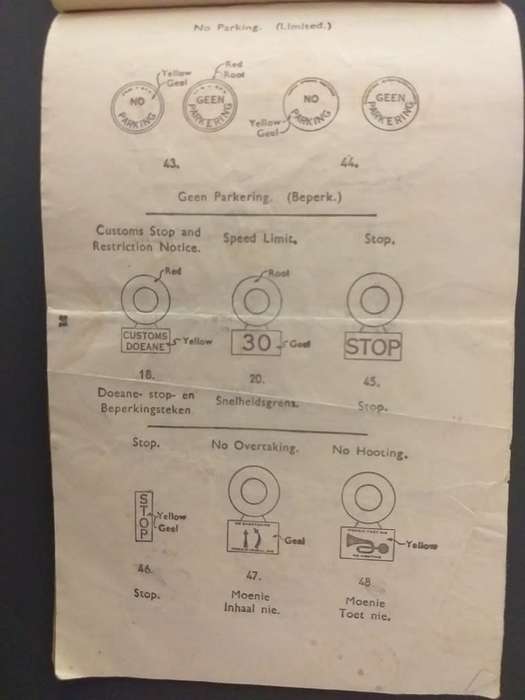Antieke/Vintage Padkode van Suid-Afrika / The Highwaycode of South Africa