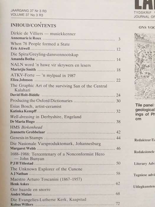Lantern Tydskrif Magazine Aug 1988 vol 37 nr 3