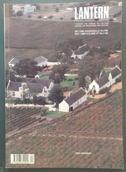 Lantern Tydskrif Magazine  Mei 1988 vol 37 nr 2 Tema: Hugenote, Afrikaans Bergriviervallei, Wyn