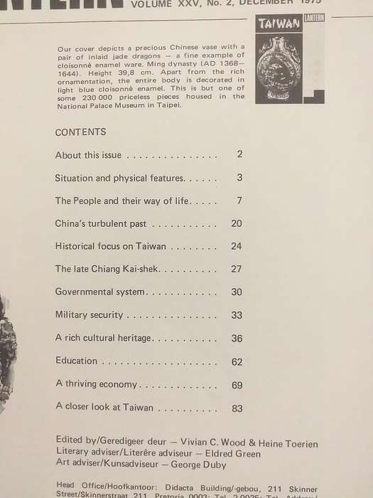 Lantern Tydskrif Magazine  Des 1975 vol XXV nr 2 Tema Taiwan