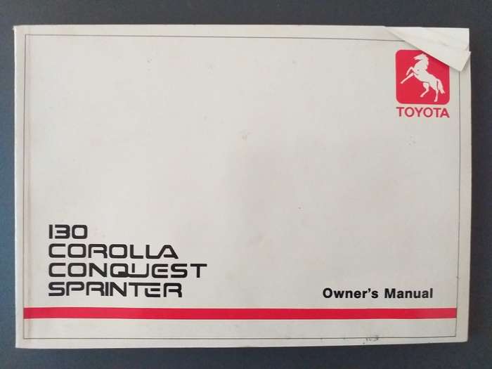 Toyota 130 Corolla Conquest Sprinter Owners Manual