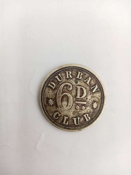 EXTREMELY RARE 1860 DURBAN CLUB 6D TOKEN