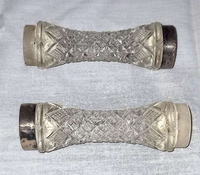 Crystal & Hallmarked Silver Knife Rests. 10cm Length