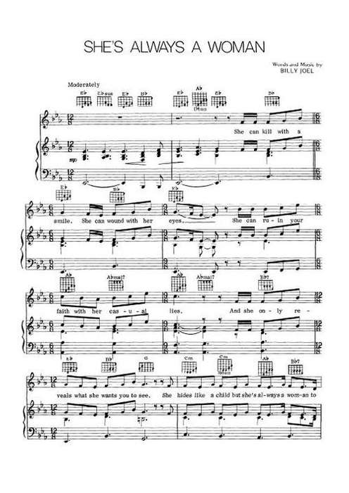 Billy Joel - She's Always A Woman (Piano Sheet Music)