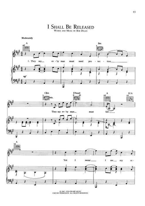 Bob Dylan - I Shall Be Released (Piano Sheet Music)
