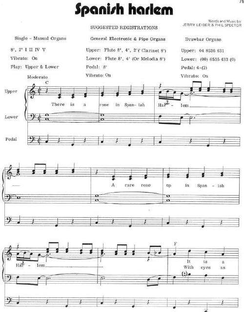 Elvis Presley - Spanish Harlem (Piano Sheet Music) *Free Shipping*