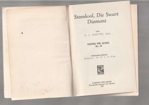 Steenkool die swart diamant - SC Schutte - 1949 - Kennis vir almal reeks nr 47