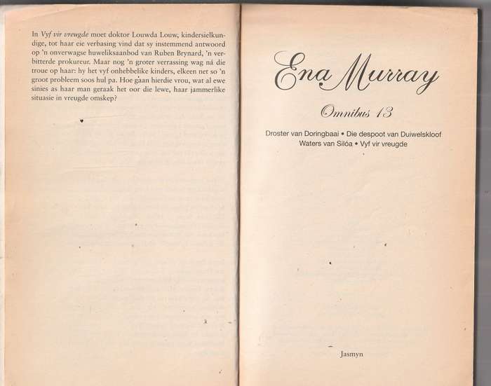 Ena Murray Omnibus 13 - (e5) Droster Doringbaai/ Despoot Duiwelskloof / Waters van Siloa / Vyf vir V