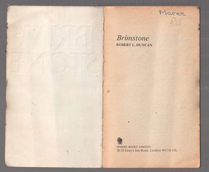 Brimstone - Robert L Duncan (j) Watergate type thriller