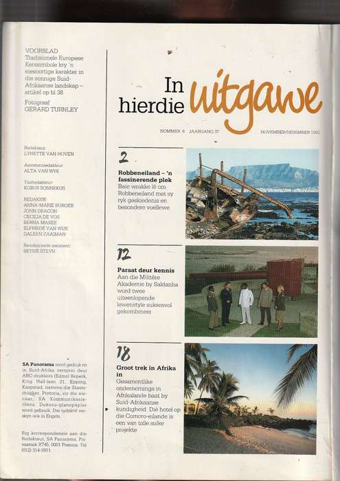 Panorama Tydskrif - Nov/Des 1992 - Sien scans vir inhoud (o)