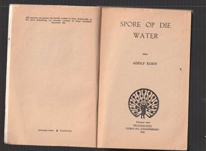 Spore op die water - Adolf Koen - Pronk boek speurverhaal