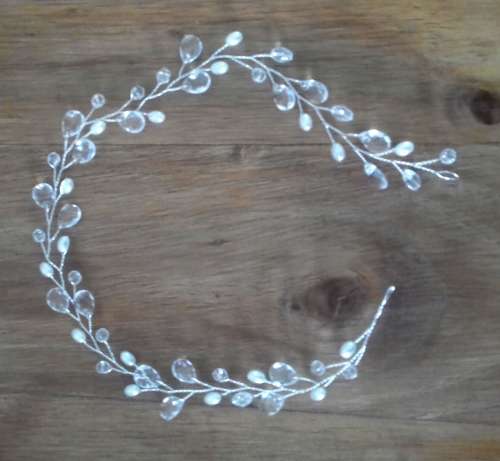 INSTOCK - Silver Hair Band Wedding Head Facinator with White Waterdrop Pearls