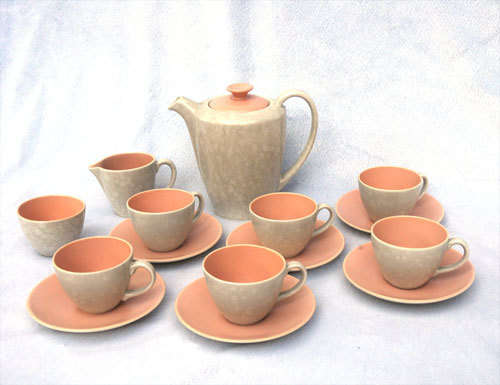 15 Piece Poole Demitasse Coffee Set - Peach Bloom & Seagull (1950's-1968)
