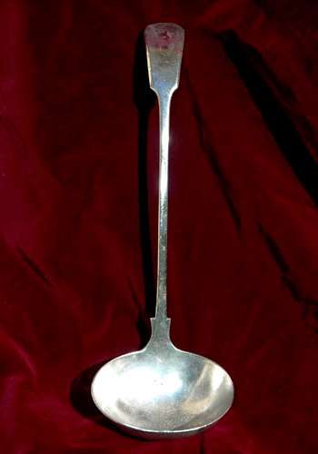 SILVER PLATED SOUP LADLE. Antique (c 1910). William Hutton & Sons. Old English Fiddle pattern.