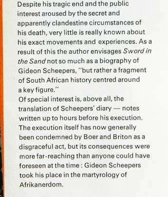 SWORD IN THE SAND The Life and Death of Gideon Scheepers -- Johannes Meintjes