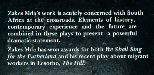WE SHALL SING FOR THE FATHERLAND --  Zakes Mda
