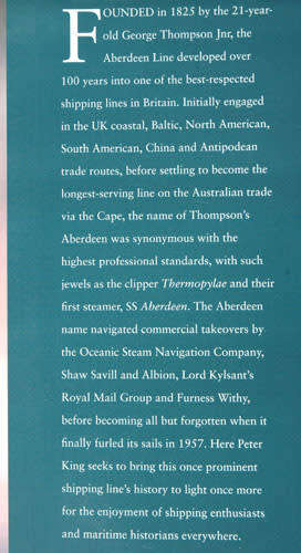 The Aberdeen Line : George Thompson Jnr`s Incomparable Shipping Enterprise -- Peter H. King