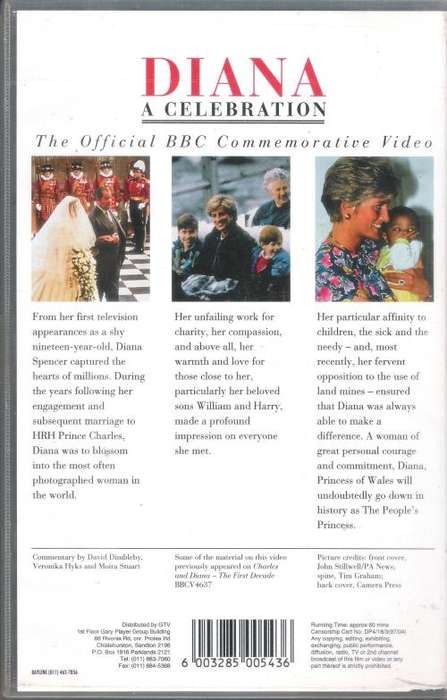 Diana A Celebration (The Official BBC Commemorative Video) [VHS]
