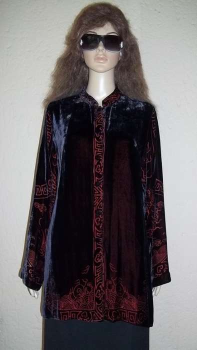 CITRON SANTA MONICA MAGNIFICENT VELVET JACKET WITH EMBROIDERED & SEQUINED DRAGON ON BACK - SIZE  34