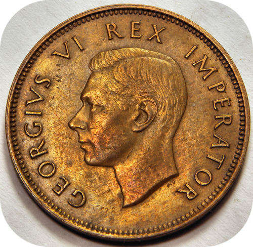 Top Graad SA Unie: 1946 Half Pennie 1/2d in rooi EF!!