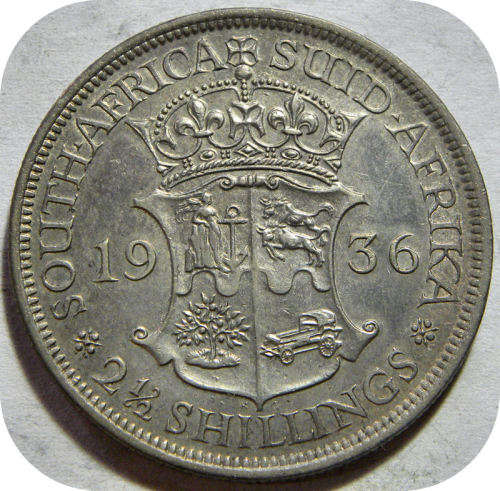 Top Grade SA Union: 1936 Halfcrown 2/6 in AEF!