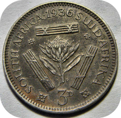 Bargain SA Union: The RARE 1936 tickey 3d below R150!