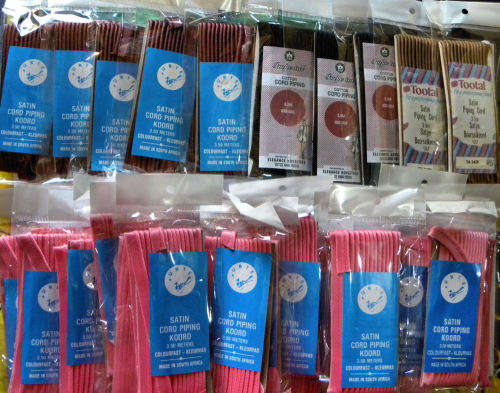Haberdashery sale: 17x3.5m Cord Piping Colorfast in Satin @R1 each!