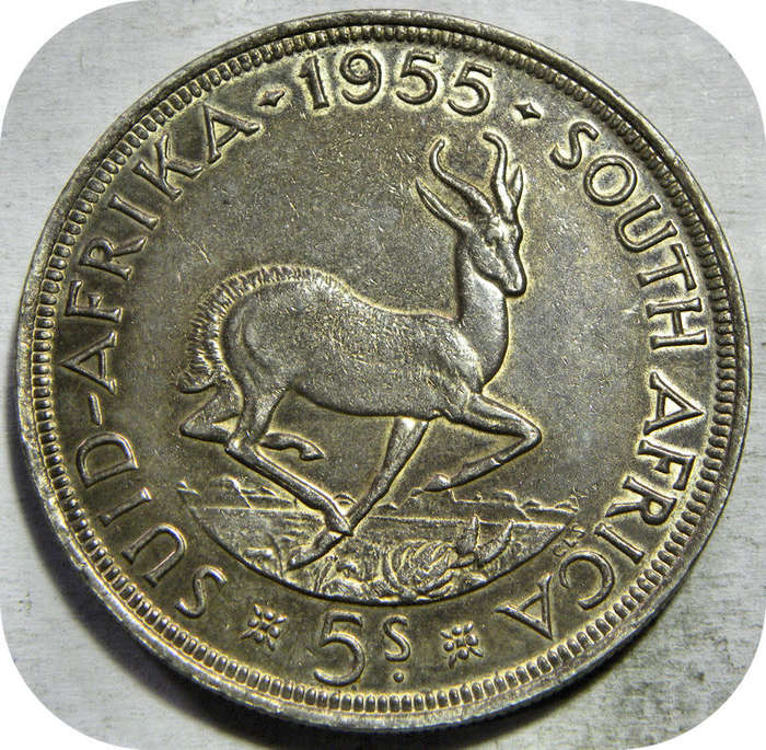 Winskoop SA Unie: 1955 Kroon 5/- in A/UNC onder R900!!!
