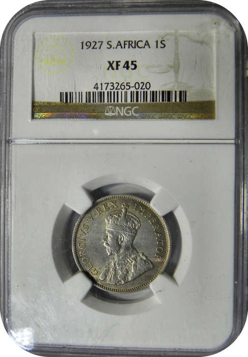 The ULTRA RARE 1927 Shilling in NGC XF45!   A Top Grade gem with ONLY 36 better worldwide.
