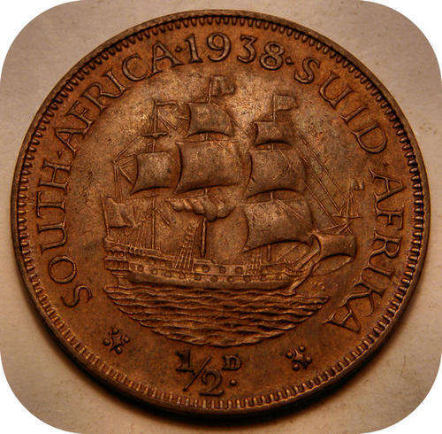 Top Grade SA Union:  1938 Half Penny in A/UNC!