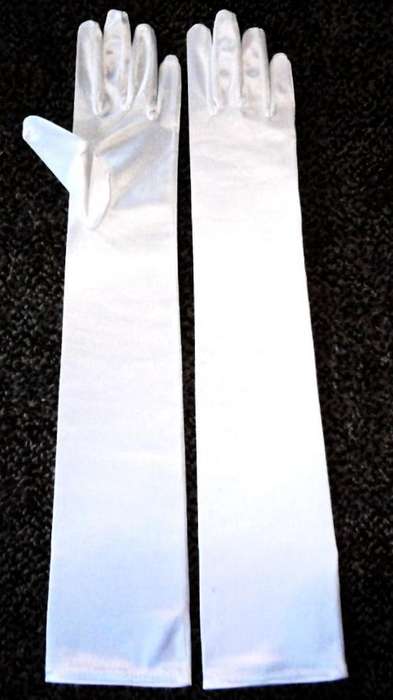 LONG SATIN WEDDING GLOVES,WHITE