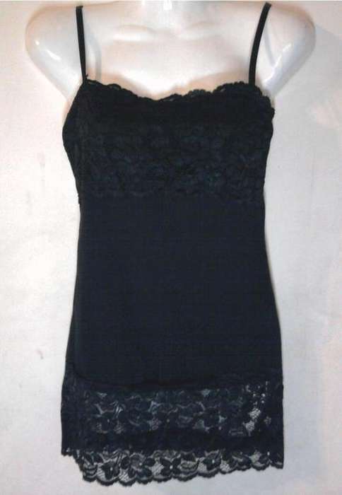 STRETCH VEST WITH LACE TOP AND BOTTOM, BLACK, SIZE XXXL