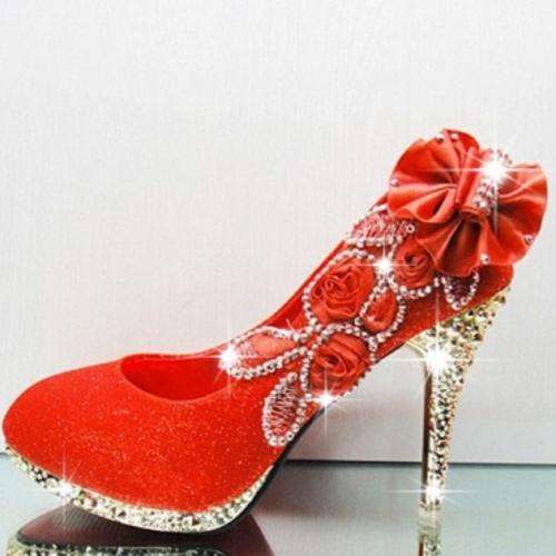 Sexy Diamond Embellished Round Closed Toe Super High Stiletto Silver Suede Wedding Shoes