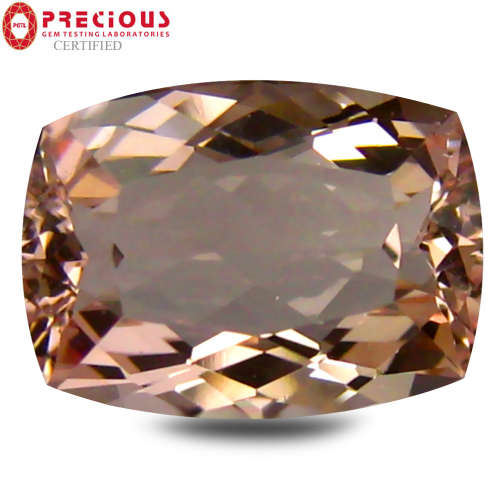 GEMSTONE OF THE YEAR!  BEAUTIFUL  3.22 CT. CERTIFIED CUSHION FACET 100% NATURAL PEACH PINK MORGANITE