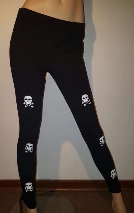 Brand New High Voltage Skull n Bones Leggings Rock Punk Goth Alternative Iron Fist
