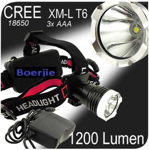 CREE XM-L XML T6 LED 1200Lm Rechargeable Headlamp Headlight 3x AAA 18650 FREE SHIPPING