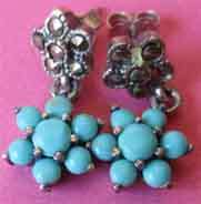 Sterling Silver 925 Turquoise and marcasite earrings