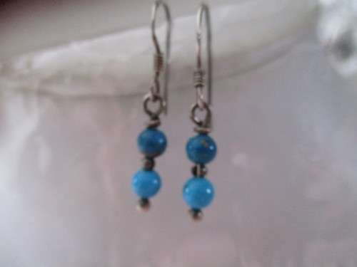 Solid Sterling Silver and Genuine Turquoise Earrings