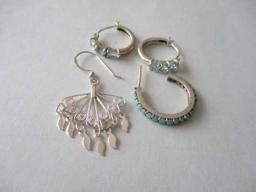 1 lot mix, 4 pieces, 925 Sterling Silver Earrings [price for all]