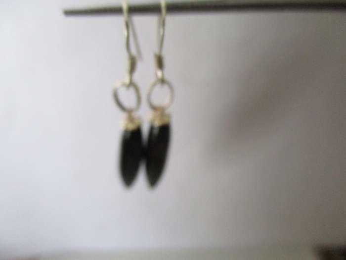 925 Sterling Silver and Long Bullets Black Onyx Earrings