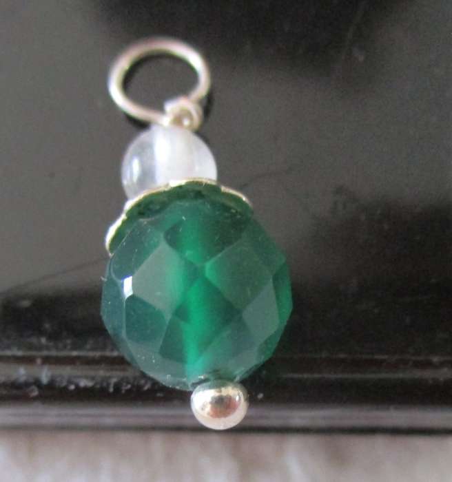 Sterling Silver Green Agate and Rose Quartz Pendant