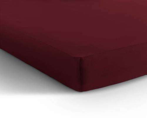 QUEEN-ELASTICATED BURGUNDY FITTED SHEET + TWO PILLOW CASES
