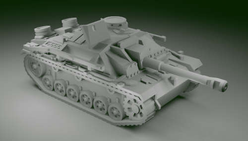 1:100 Scale - Stug IIIG - Early - Rails - MG Shield - No Track