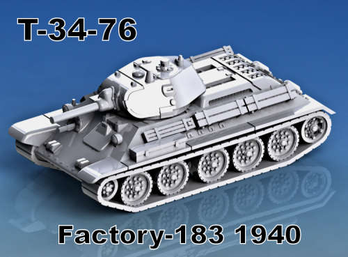 1:100 Scale - T-34-76 - Factory 183 - 1940 - Late - Fuel - With Welded Turret