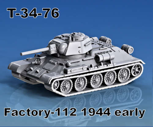 1:72 Scale - T-34-76 - Factory 112 - 1944 - Early - Smoke - With Hex Turret