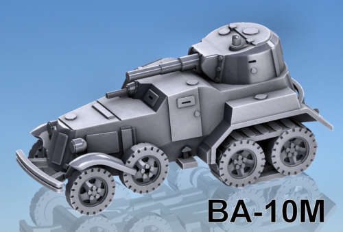 1:100 Scale - BA-10M Armoured Car - Tracks Fitted