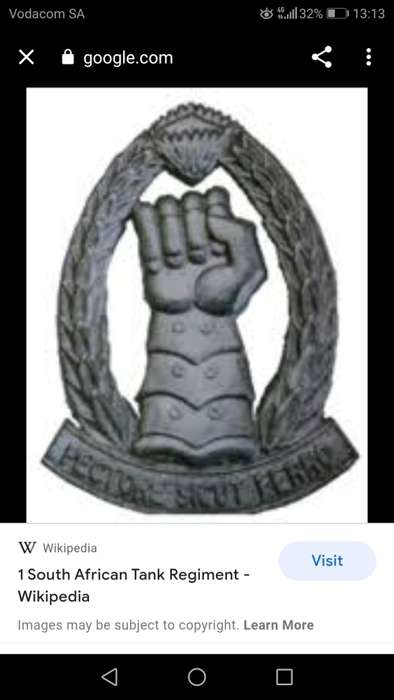 SA Army 1 South African Tank Regiment Badge