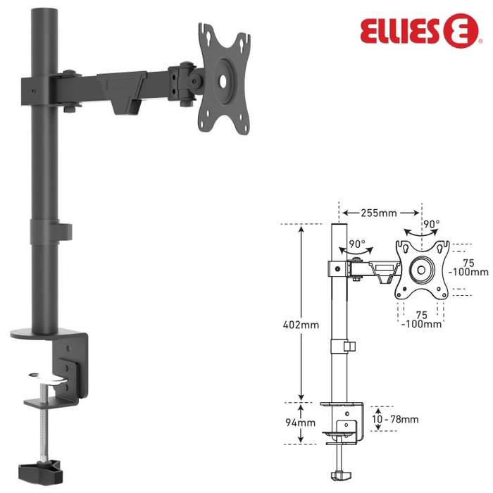 Ellies Single Arm Height Adjustable Monitor Mount 13` - 32` ***WOW***