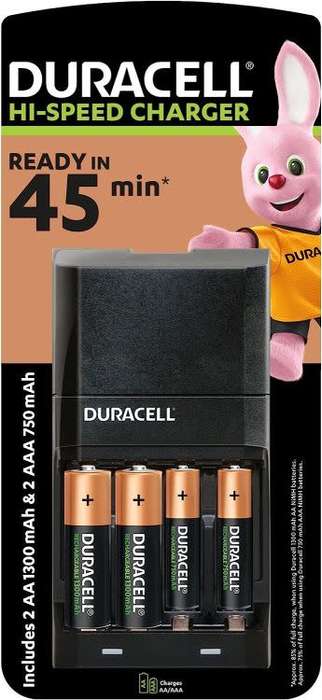 Duracell 45 Minutes Battery Charger with 2 AA and 2 AAA